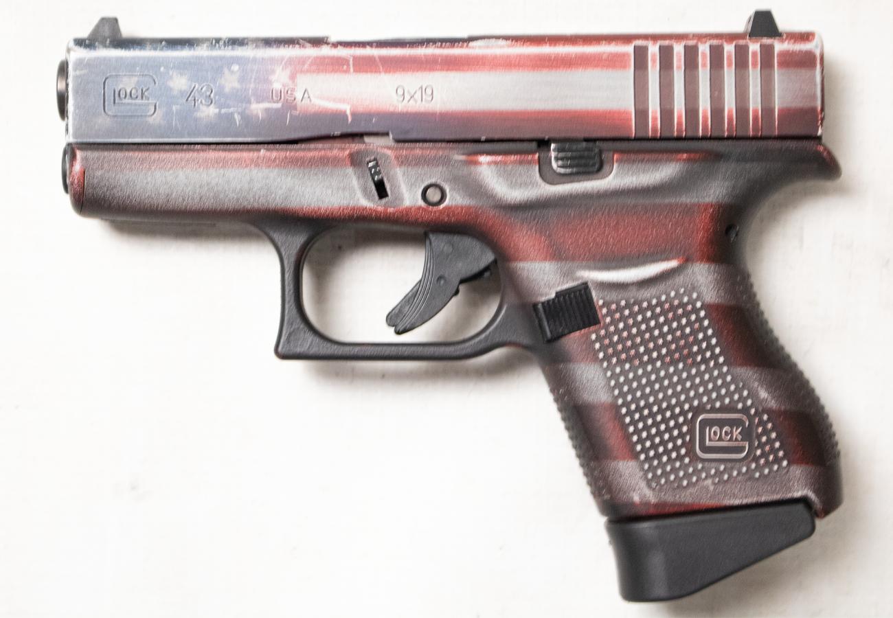 GLOCK 43 9mm Police Trade-In Semi-Auto Pistol with US Flag Coating